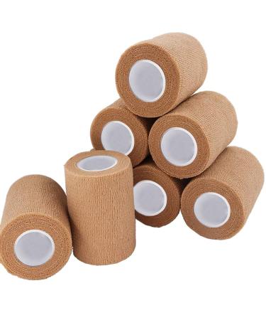ADMITRY 8 Rolls Self Adhesive Bandage Tape 7.5cm x 4.5m Vet Wrap for Dogs Horses Pets Elastic Cohesive Bandages for Wrist Ankle Sprains and Swelling (Brown) Brown Vet Wrap 7.5cm