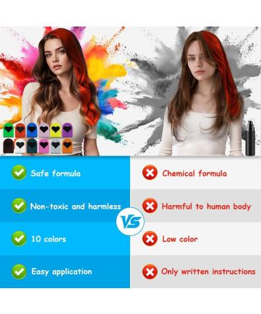 Lot de 10 Craie Cheveux Color es Craie pour Cheveux Set pour Filles et Enfants Couleur De cheveux Lavable Teinture Temporaire pour cheveux Cadeaux de No l D'anniversaire pour Enfants 10 couleurs - Buy Online on GoSupps.com