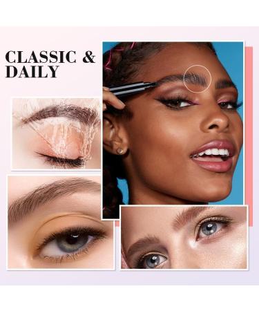 Magic Eyebrow Pencil 2024 New 3D Waterproof Microblading Eyebrow Pencil Contouring Pen 4 Tipped Precise Brow Pen Fine Stroke Microblading Eyebrow Pencil Natural Makeup (Black) - Buy Online on GoSupps.com