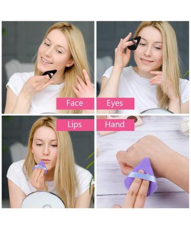 Auauy 6 PCS Triangle Makeup Powder Puffs - Washable & Reusable Blend Tool for Loose Powder & Foundation - Black & Violet Sponges - Buy Online on GoSupps.com