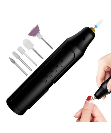 5 in 1 Electric Nail File USB Recharging Electric Nail Drill Adjustable Speed Cordless Manicure Machine Professional Portable Electric Manicure Pedicure Kit Beauty Care for Hands and Feet Black