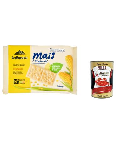 Italian Gourmet E.R. Galbusera Corn i Fragranti Crackers with Flour and Corn Oil Only 400g + Italian Gourmet Polpa 400g