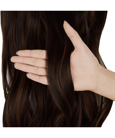 Halo Wavy Curly Hair Extensions 18 Dark Brown Mix Light Auburn - Heat Resistant Synthetic Hairpiece for Women by OMGREAT - Buy Online on GoSupps.com