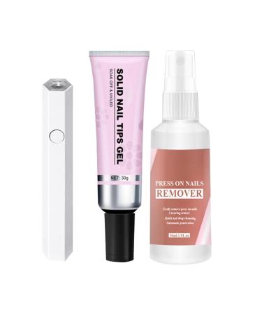 Gel Glue for False Nail Nail Glue Kit for Press On Tips Long Lasting Strong Adhesive Fake Acrylic Nails Extension Glue with Remover for Fake Nail Tips Lamp Curing Needed