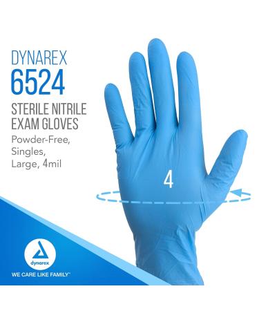 Dynarex Sterile Disposable Nitrile Surgical Gloves - Powder-Free, Large, 100 Gloves/Box - Buy Online on GoSupps.com