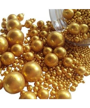 Golden Pearls Edible Cake Decorations - 120g for Birthdays Halloween Thanksgiving & Christmas Desserts - Buy Online on GoSupps.com