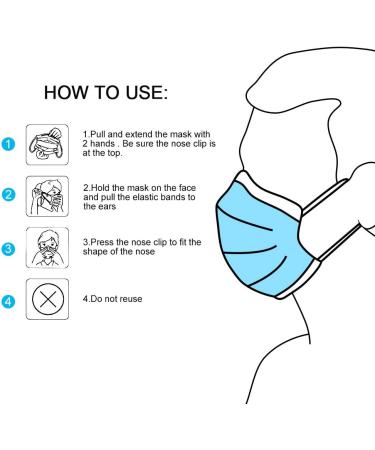 NU R 10pcs Multi Color 3 Ply Disposable Face Mask Mask with Filter Layer and Elastic Earloop Retail Sealed bags B-Blue - Buy Online on GoSupps.com