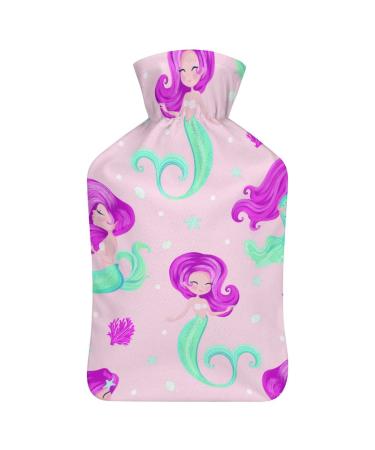 Mermaid Girl Hot Water Bottle With Cover Plush Bed Bottle Hand Warmer For Adults And Children 26.5X15.3cm