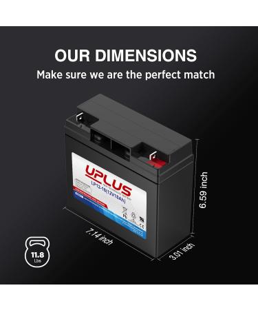 Uplus 12V 18Ah Rechargeable SLA Battery - Ideal for Mobility Scooters Jump Starters & Lawn Mowers | Replace UB12180 & FM12180 - Buy Online on GoSupps.com
