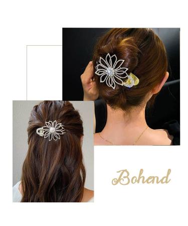 Bohend Large Pearl Hair Claw & Rhinestone Clip | Thick Hair Accessory for Women & Girls - International Shipping Available - Buy Online on GoSupps.com