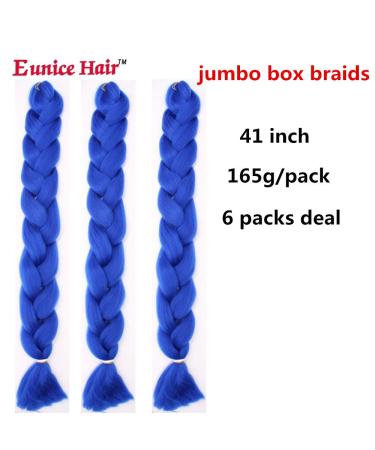 6 Packs Eunice Jumbo Hair Extensions - Blue Kanekalon Kunsthaar for Crochet Box Braids - 100 cm 165g Each - Buy Online on GoSupps.com