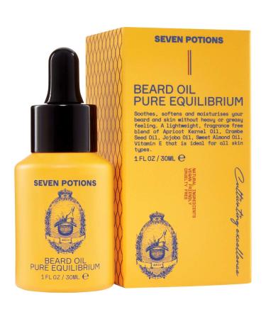 Seven Potions Premium Beard Oil for Men Jojoba Oil Beard Softener to Nourish Skin Hair and Stop Beard Itch All-Natural Vegan Cruelty Free Unscented (30ml) Pure Equilibrium