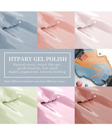 HTPARY Gel Nail Polish Set - 6 PCS Long Lasting Kit in Baby Yellow Pink Grey Brown Nude Colors for Summer | Nails Art Manicure Salon at Home - Perfect Gifts for Women & Girls - Buy Online on GoSupps.com