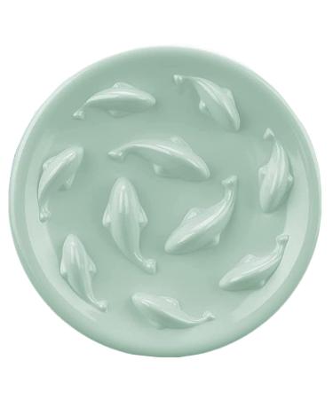 Slow Feeder Bowl for Cats and Small Dogs,Cilkus Fish Pool Design, Fun Interactive Bloat Stop Puzzle Feeder Bowl Healthy Eating Diet Made of Melamine Food Grade Material Dishwasher Safe Small (Pack of 1) Green