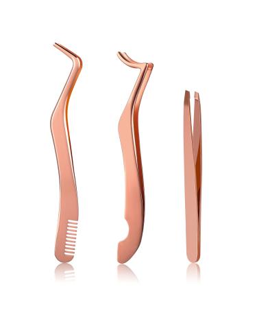 Simarro eyelash tweezers 3 pieces of eyelash tweezers for eyelash extensions stainless steel straight and curve pointed tweezers.
