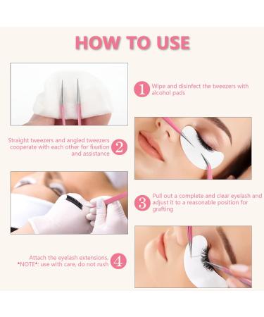 Yutou 3-Piece Pink Lash Tweezers Set | Stainless Steel Eyelash Extension Tools Straight & Curved Precision for False Eyelashes - Buy Online on GoSupps.com