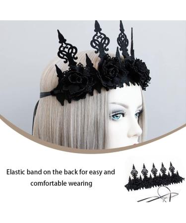 Headband Dark Gothic Forehead Chain Lace Head Wrap for Witch Makeup Masquerade Show - Buy Online on GoSupps.com