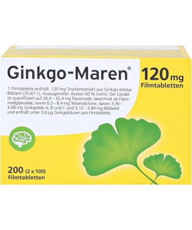 Ginkgo-Maren 120 mg Film-Coated Tablets - 200 pcs | Buy Ginkgo Biloba Supplements Online - International Shipping Available - Buy Online on GoSupps.com