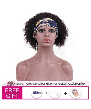 Legendhair Curly Bob Pixie Cut Headband Wig 8 Inch - Human Hair Afro Kinky Curly - 150% Density, Natural Color - Machine Made for Black Women - Glueless & None Lace Front - Buy Online on GoSupps.com