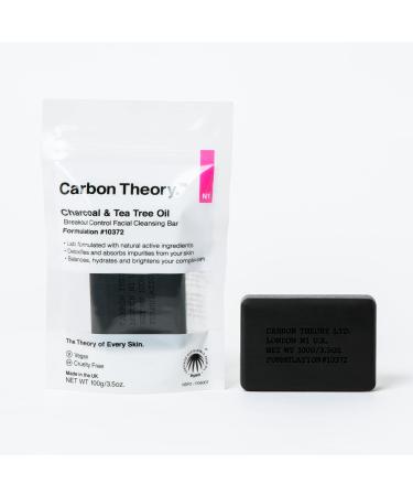 Carbon Theory | Charcoal & Tea Tree Oil Facial Cleansing Bar in Resealable Travel Pack | 100g