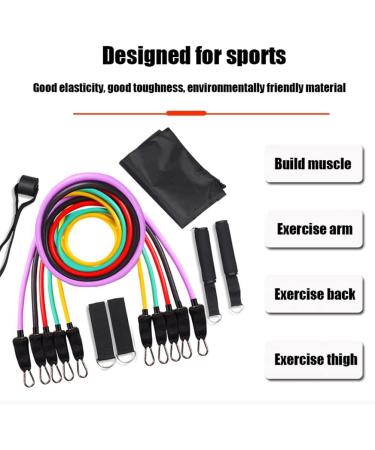 11 Pcs/Set TPE Resistance Bands 100LB 150LB Women Colorful Fitness Training Belt Yoga Pull Rope Gym Equipment Elastic Tube (Multi Colored) Multicolor colored - Buy Online on GoSupps.com