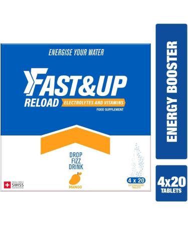 Fast&Up Reload Mango - Instant Electrolytes & Hydration - 80 Effervescent Tablets (4 x 20) - Saver Multipack Mango 20 count (Pack of 4) - Buy Online on GoSupps.com