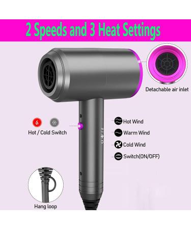 SUYOOULIN Ionic Hair Dryer with Diffuser Powerful AC110V 2000W Professional Blow Dryer with 2 Nozzles 2 Speed 3 Heating Cold Settings for Home Salon Travel Woman(White) - Buy Online on GoSupps.com