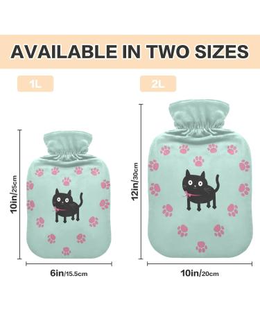 Shop Hot Water Bottle 2L with Cat & Paw Print Cover | Pain Relief & Winter Warmer for Hands & Feet - International Shipping Available - Buy Online on GoSupps.com