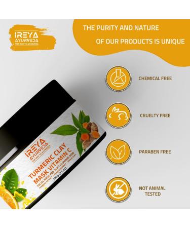 Turmeric Clay Face Mask Vitamin C with Orange & saffron Extract Fullers Earth Kaolin Clay Acne Face Mask Dark Spots Remover with Turmeric Extract - Buy Online on GoSupps.com