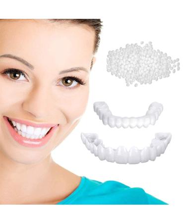 Brigtviee 1 pairs of teeth for plug in cosmetic veneers fake teeth at the top and bottom immediate veneers of naturally prosthesis teeth brightening wrong teeth for men women
