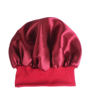 2Pcs Soft Satin Sleeping Cap Set for Women with Elastic Wide Band - Black and Red - Buy Online on GoSupps.com
