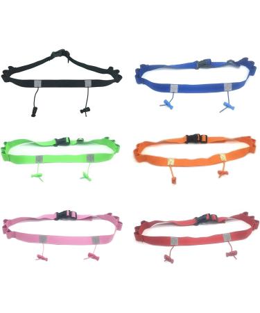 Premium Running Number Belt | Elastic Gel & Reflective Strip for Runners Cyclists & Triathletes - Black (6-Pack) - Buy Online on GoSupps.com