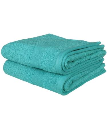 Hand Towels for Bathroom Highly Absorbent Soft Cotton Towel Aqua Blue Pack of 2, 28x16 Inches Aqua Blue 2