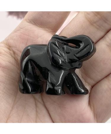 Ouubuuy Elephant Statue | Healing Gemstone Crystal Elephants for Home D cor & Wellness | Obsidian Figurines - Buy Online on GoSupps.com