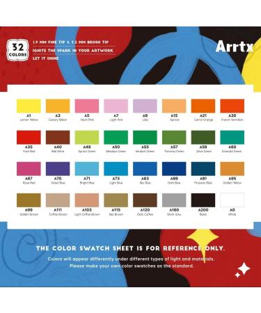 Arrtx Acrylic Paint Pens 32 Colors Dual Tip Markers for Rock & Fabric Painting - Water Based Supplies for Wood, Plastic, Canvas & Easter Egg - Buy Online on GoSupps.com