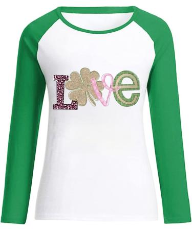 St. Patrick's Day Women's Crewneck Sweatshirt | Long Sleeve Blouse | Clover Gnome Graphic Tee | Irish Girls Green Sweatshirt - Small - Buy Online on GoSupps.com