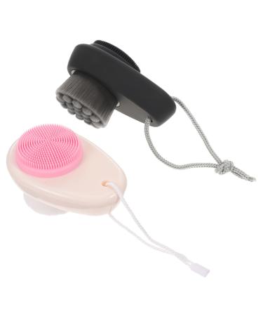 Beaupretty Face Exfoliator Brush Wool Double Sided Facial Cleansing Manual exfoliating Handheld face Scrubber Silicone Facial ES Manual Facial Soft Rayon Wool Miss face Brush