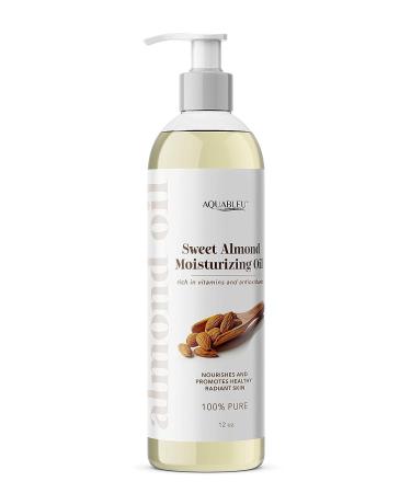 Sweet Almond Moisturizing Oil 12oz - Deeply Moisturizing & Cleansing for Dry, Irritated Skin - All Natural Ingredients - Fast Absorbing for Body & Face - Unscented - Buy Online on GoSupps.com
