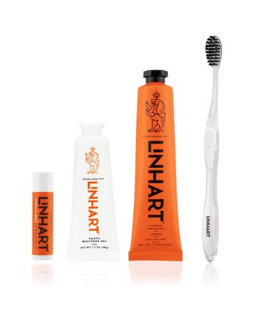 LINHART Smile Collection  Teeth Whitening Gift Set Include Toothpaste  Whitener Gel  Toothbrush  Lip Balm- Home and Travel Set White Teeth for Women and Man