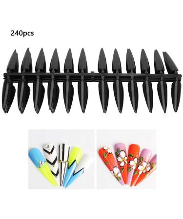 SH-RuiDu 240pcs Foldable Flat Back Pointed Nails - Manicure Color Display Practice Tool | Black | International Shipping - Buy Online on GoSupps.com