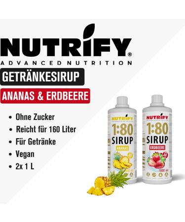 Nutrify Vital Fitness Drink 1:80 Syrup Set - Sugar-Free L-Carnitine & Vitamins Low-Calorie Sports Drink (2x1L Pineapple & Strawberry) - 160L Concentrate for Optimal Hydration - Buy Online on GoSupps.com