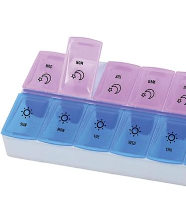 Gima Weekly Pill Organizer - 7-Day Planner with Sun & Moon Design Compact & Portable in Pink & Light Blue - Buy Online on GoSupps.com