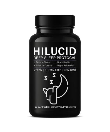 pucges Hilucid Deep Sleep Sleep Support Supplement with Magnesium Glycinate Ashwagandha L-Theanine GABA Balance Cortisol & Night Relaxation 60 Capsules (1)
