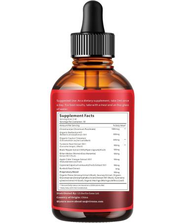 14-in-1 Berberine with Ceylon Cinnamon Supplement Liquid Drops, 1800mg + 30:1 Liposomal Tech with Cayenne Pepper, Soursop, Chromium, Bitter Melon, Turmeric, Moringa, Gymnema, Glucomannan, GLP Support 2 Fl Oz (Pack of 1) - Buy Online on GoSupps.com