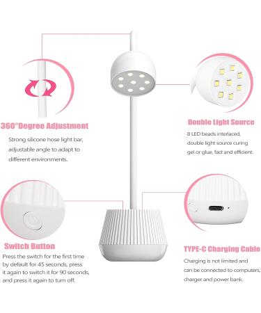 BUCICE 24W LED UV Nail Light  Quick Dry Nail Polish Curing Lamps with Gooseneck  Nail Dryer Flash Cure Light for Gel Nails (White-24W) 24w-white - Buy Online on GoSupps.com