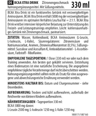 Activlab BCAA Xtra Drink 24 x 330ml Lemon Flavor - 5000mg BCAA in 1 Box | Sugar Free | | Body Regeneration & Endurance - Buy Online on GoSupps.com