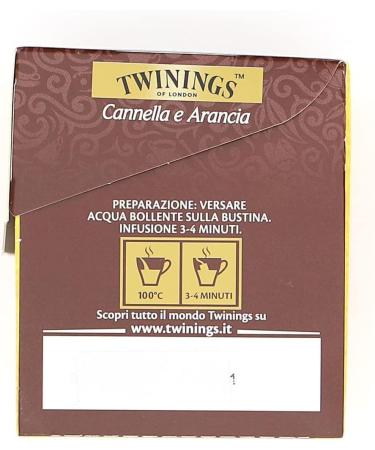  Italian Gourmet E.R. Twinings Cinnamon and Orange Flavored Black Tea Black Tea with Cinnamon and Orange Pack of 25 Filters + Italian Tin Gourmet Tomato Pulp 400 g - Buy Online on GoSupps.com