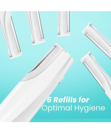 Liberex Cleansing Your Days Sonic Dermaplaning Tool for Face Rechargeable Dermaplane Razor with 6 Refill Dermablades Facial Hair & Peach Fuzz Remover for Women - Buy Online on GoSupps.com