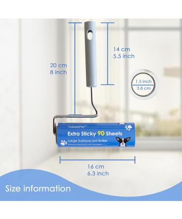 Extremely Sticky Lint Roller for Animal Hair Removal - 90 Sheets 16 cm Wide 1 Roll + 2 Refill Packs - Ideal for Pet Owners - Buy Online on GoSupps.com