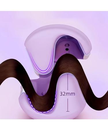 Double Barrel Curling Iron Wand - Fast Heating 32mm Hair Curler for Wavy Hair | Dual Voltage | Perfect for Medium & Long Hair - Purple - Buy Online on GoSupps.com
